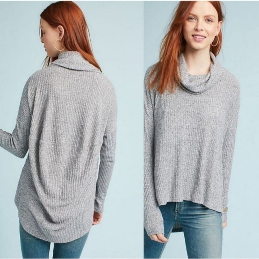 Anthropologie Saturday Sunday Brushed Fleece Cowl Neck Pullover Sweater